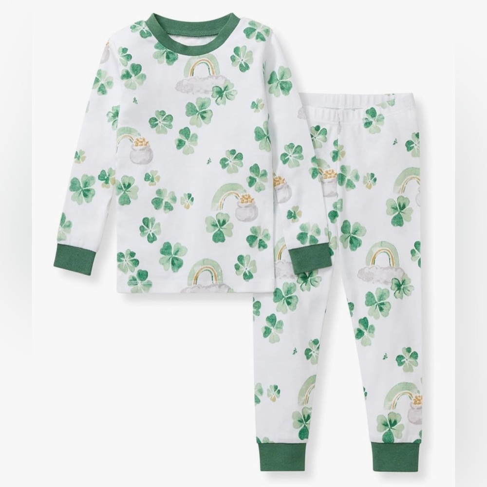 Burt’s Bees Baby Happy Go Lucky Organic Cotton Pajama Set St. Patrick’s EUC